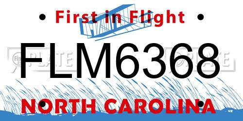 FLM6368 North Carolina License Plate