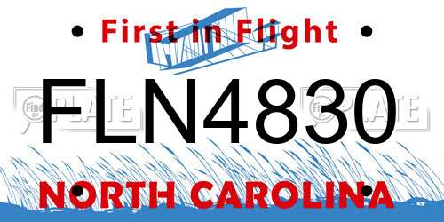 FLN4830 North Carolina License Plate
