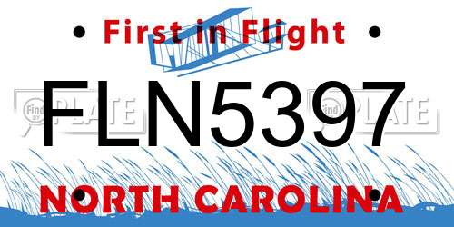 FLN5397 North Carolina License Plate