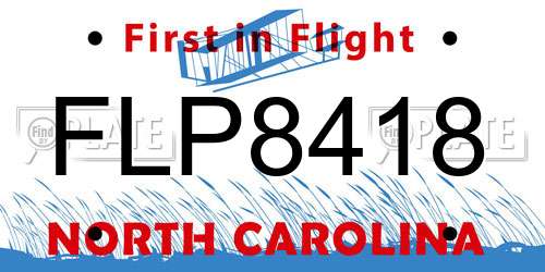 FLP8418 North Carolina License Plate