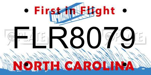 FLR8079 North Carolina License Plate