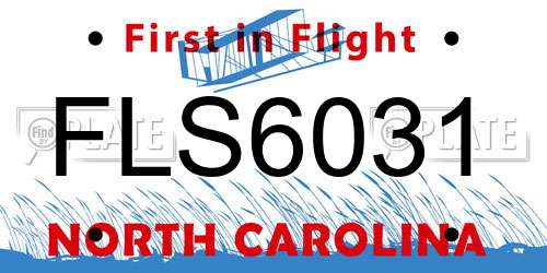 FLS6031 North Carolina License Plate