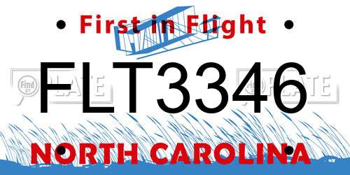 FLT3346 North Carolina License Plate