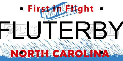 FLUTERBY North Carolina License Plate