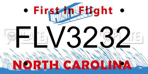 FLV3232 North Carolina License Plate