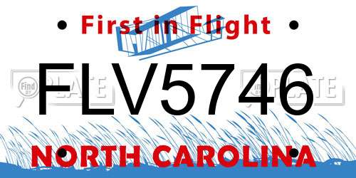 FLV5746 North Carolina License Plate
