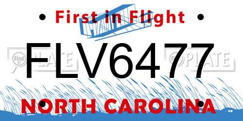 FLV6477 North Carolina License Plate