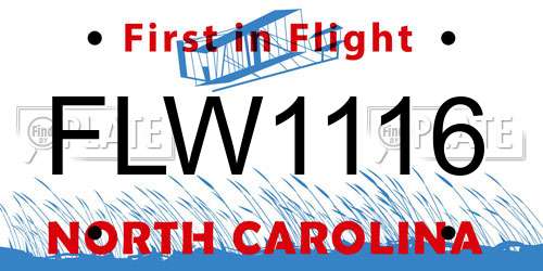 FLW1116 North Carolina License Plate