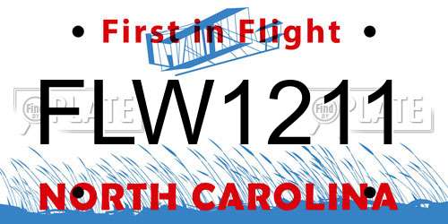FLW1211 North Carolina License Plate