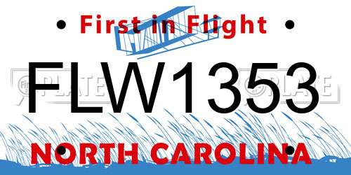 FLW1353 North Carolina License Plate