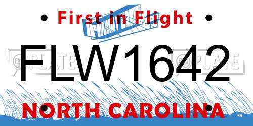 FLW1642 North Carolina License Plate