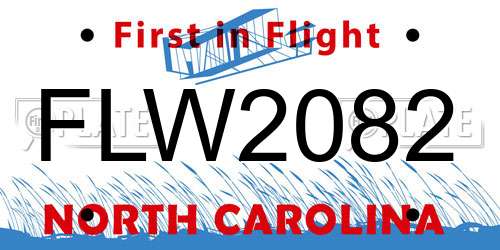 FLW2082 North Carolina License Plate