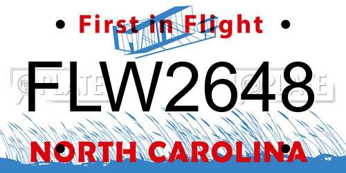 FLW2648 North Carolina License Plate
