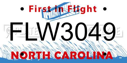 FLW3049 North Carolina License Plate