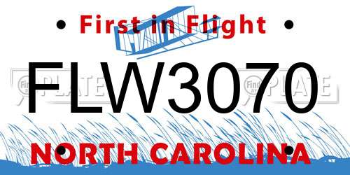 FLW3070 North Carolina License Plate