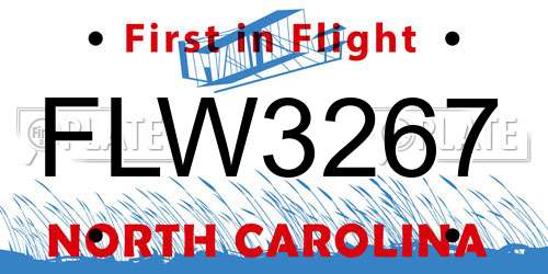 FLW3267 North Carolina License Plate