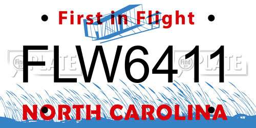 FLW6411 North Carolina License Plate
