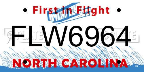FLW6964 North Carolina License Plate