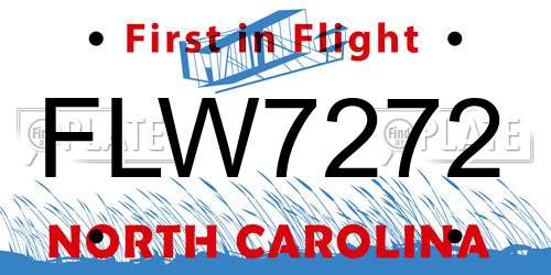 FLW7272 North Carolina License Plate