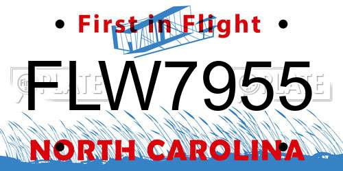 FLW7955 North Carolina License Plate
