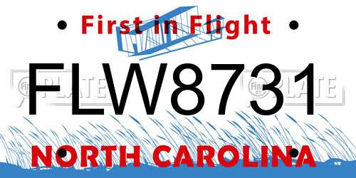 FLW8731 North Carolina License Plate