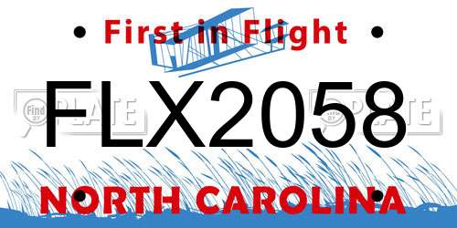 FLX2058 North Carolina License Plate