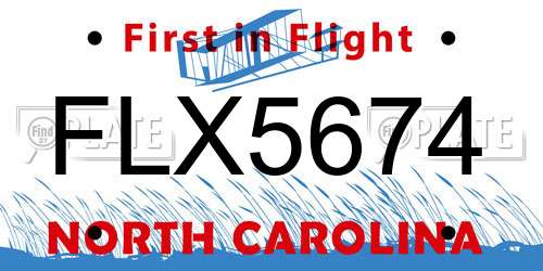 FLX5674 North Carolina License Plate