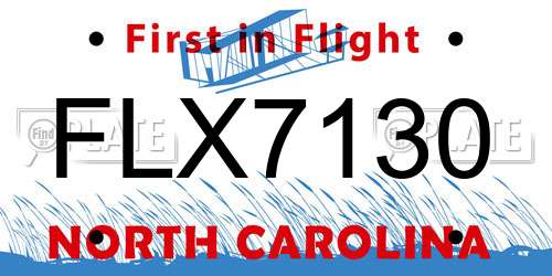FLX7130 North Carolina License Plate