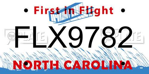 FLX9782 North Carolina License Plate