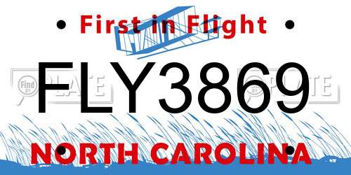 FLY3869 North Carolina License Plate
