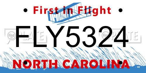FLY5324 North Carolina License Plate