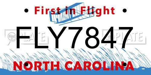 FLY7847 North Carolina License Plate