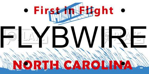 FLYBWIRE North Carolina License Plate