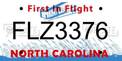 FLZ3376 North Carolina License Plate