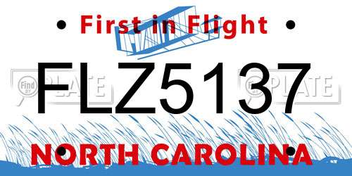 FLZ5137 North Carolina License Plate