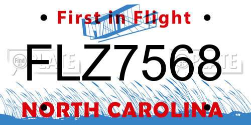 FLZ7568 North Carolina License Plate