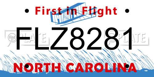 FLZ8281 North Carolina License Plate