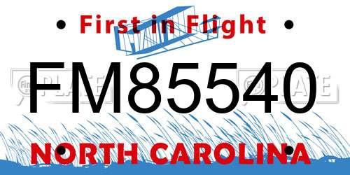 FM85540 North Carolina License Plate