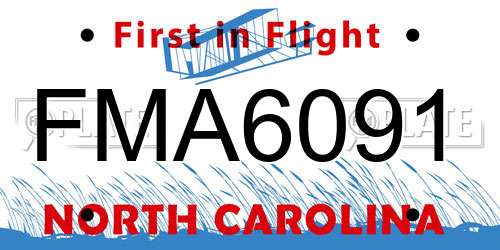 FMA6091 North Carolina License Plate