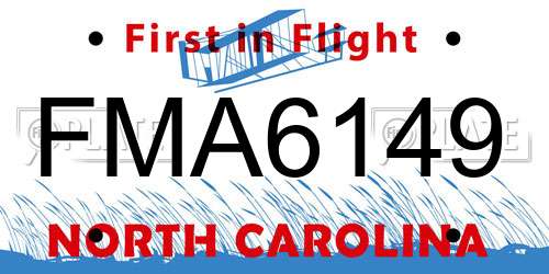 FMA6149 North Carolina License Plate