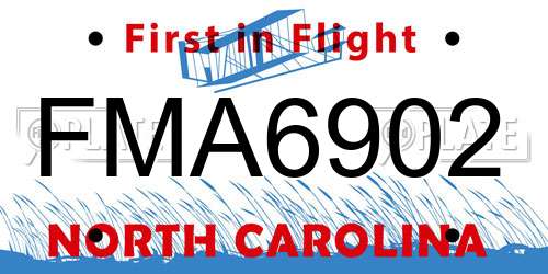 FMA6902 North Carolina License Plate