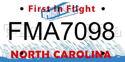 FMA7098 North Carolina License Plate