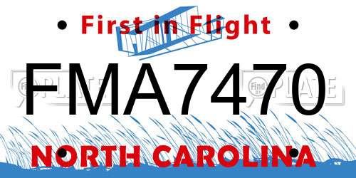 FMA7470 North Carolina License Plate