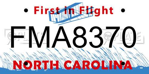 FMA8370 North Carolina License Plate