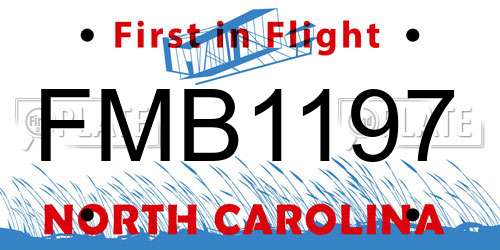 FMB1197 North Carolina License Plate