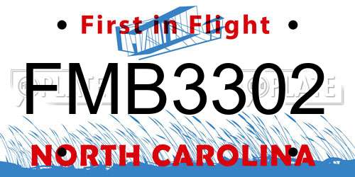 FMB3302 North Carolina License Plate