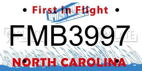 FMB3997 North Carolina License Plate