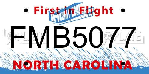 FMB5077 North Carolina License Plate