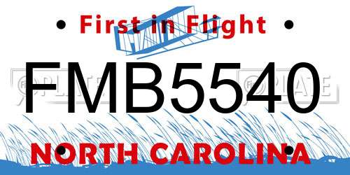 FMB5540 North Carolina License Plate