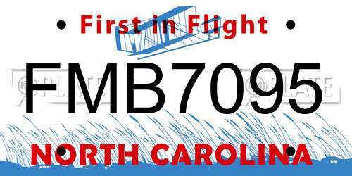 FMB7095 North Carolina License Plate
